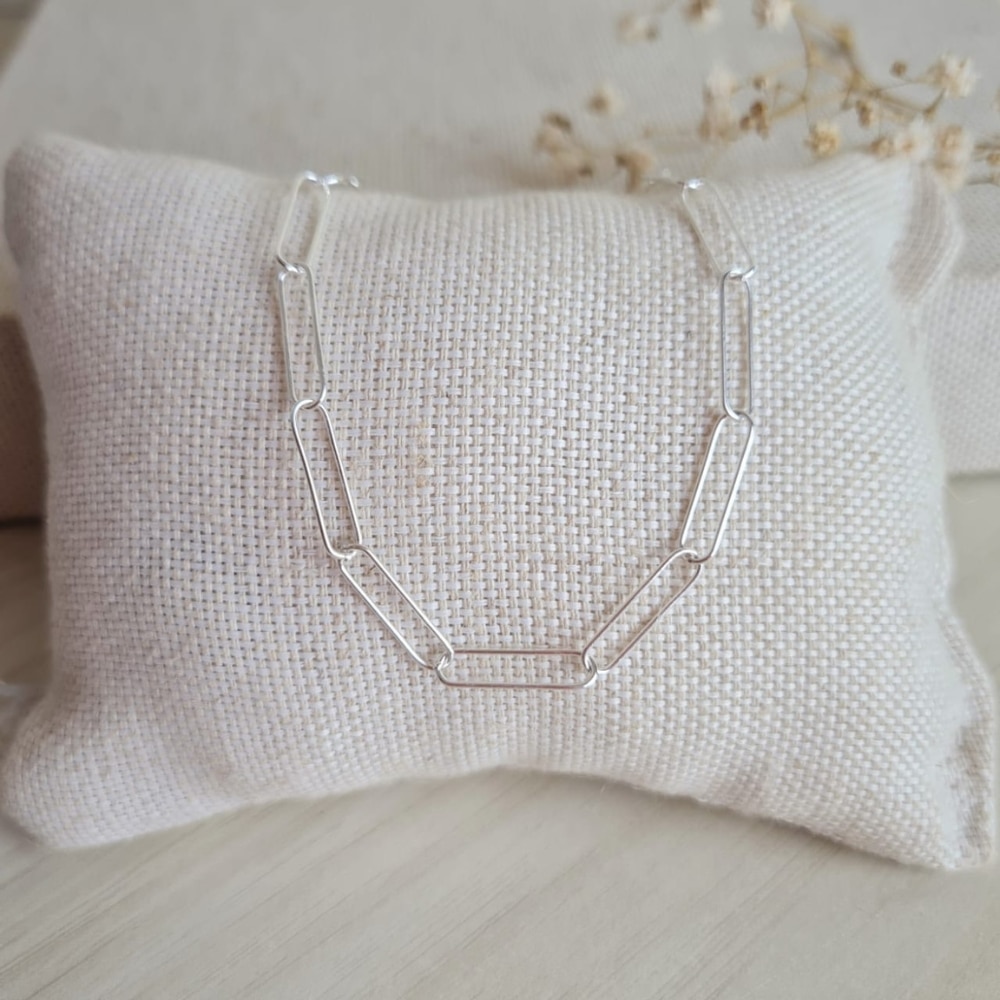 corrente-de-prata-cartier Corrente de prata 925 elos ovais alfinete - Imagem 1