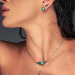 Colar de prata 925 boho envelhecido asa turquesa 45 cm - Imagem 2