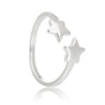 Anel de prata 925 aberto estrelas