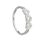 Anel De Prata 925 Três Corações Vazados Com Zircônia Branca