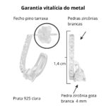 Brinco de prata 925 J cravejado com zircônia gota 1,4 cm - Imagem 4