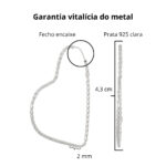 Brinco de prata 925 argola coração fio torcido 4,3 cm - Imagem 3