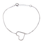 Pulseira De Prata 925 Charm Coração Vazado