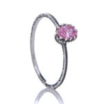 Anel De Prata 925 Zircônia Rosa Oval