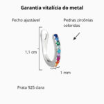 Piercing de pressão em prata 925 zircônias coloridas - Imagem 3