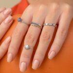 Anel De Prata 925 Corações Ligados Zircônia Azul Escuro - Imagem 2