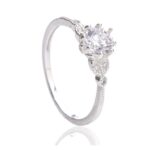 Anel De Prata 925 Solitário