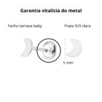 Brinco De Prata 925 Tarraxa Baby Lua Liso 5 Mm - Imagem 3