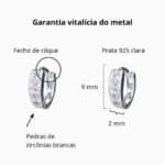 Brinco De Prata 925 Argolinha Mini Com Micro Zircônias Brancas 9,0 mm - Imagem 4