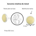 Brinco De Prata 925 Redondo Amarelo Claro 5,0 mm - Imagem 3