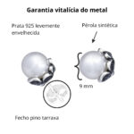 Brinco De Prata 925 Com Pérola 9,0mm - Imagem 3