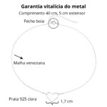 Choker De Prata 925 Coração 40 cm - Imagem 4