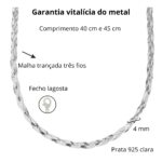 Choker de prata 925 trançada 3 fios - vários tamanhos - Imagem 3