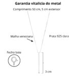 Colar de prata 925 veneziana com pingente palito liso 50 cm - Imagem 2