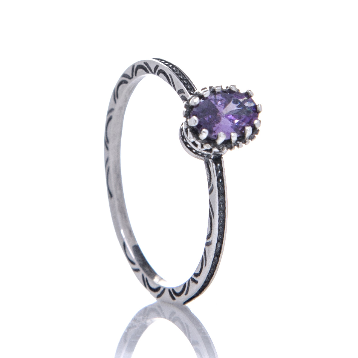 anel-de-prata-zirconia-ametista-oval Anel De Prata 925 Zircônia Ametista Oval - Imagem 1