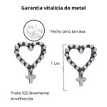 Brinco De Prata 925 Rosário Coração 1,0 cm - Imagem 3