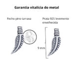 Brinco De Prata 925 Pena Pequena 9,0 mm - Imagem 3