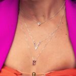 Colar de prata 925 geométrico v zircônia colorida 45 cm - Imagem 2