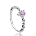 Anel De Prata 925 Zircônia Rosa Bebê