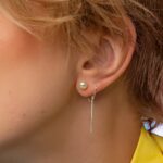 Brinco De Prata 925 Corrente Com Pérola 8,4 Cm - Imagem 3