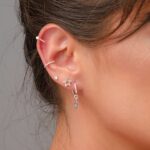 Piercing De Pressão Em Prata 925 Aro Trabalhado Com Zircônias 1cm - Imagem 2