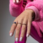 Anel De Prata 925 Corações Vazados Zircônia Azul Escuro - Imagem 2