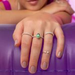 Anel De Prata 925 Navete Com Cinco Zircônias Cristal - Imagem 2