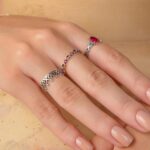 Anel De Prata 925 Zircônia Rubi Gota - Imagem 2