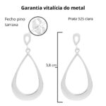 Brinco De Prata 925 Gota Oval Média 3,8 cm - Imagem 3