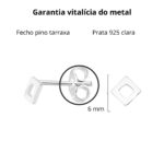 Brinco De Prata 925 Quadrado Vazado P 6mm - Imagem 3