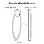 Brinco de prata 925 argola oval pontiaguda 3,2 cm - Imagem 3