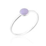 Anel De Prata 925 Redondo Lilás Claro