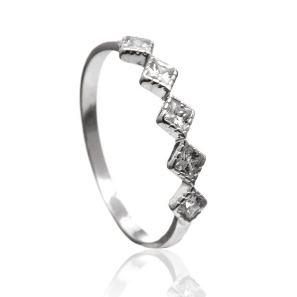 anel-de-prata-meia-alianca-losangos-zirconias-cristais Anel De Prata 925 Meia Aliança Losangos Zircônias Cristais - Imagem 1