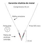 Colar de prata 925 geométrico v zircônia colorida 45 cm - Imagem 4