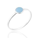 Anel De Prata 925 Redondo Azul Claro