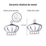 Brinco De Prata 925 Coroa Vazada 1,5 cm - Imagem 3