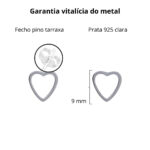 Brinco De Prata 925 Coração Vazado Pequeno 9,0 mm - Imagem 4