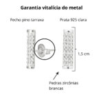 Brinco de prata 925 palito grosso cravejado com zircônias 1,5 cm - Imagem 3
