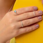 Anel De Prata 925 Coração Azul Claro Detalhes Em Zircônia Rosa - Imagem 2