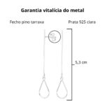 Brinco De Prata 925 Fio Gota Vazado 5,3cm - Imagem 4