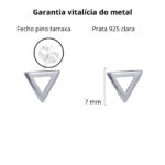 Brinco De Prata 925 Triângulo Vazado Pequeno 7,0 mm - Imagem 4