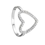 Anel De Prata 925 Coração Vazado Cravejado Com Zircônias Branca