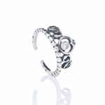 Anel De Prata 925 Ponta De Dedo Coroa Envelhecida