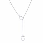 Colar De Prata 925 Gravatinha Corações 52 cm