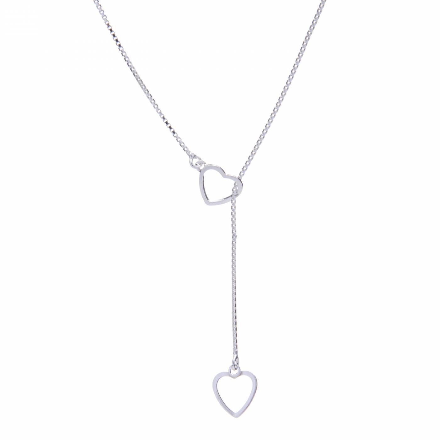 colar-de-prata-gravatinha-coracoes Colar De Prata 925 Gravatinha Corações 52 cm - Imagem 1