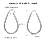 Brinco De Prata 925 Argola Gota Vazada 4,2 Cm - Imagem 3