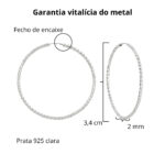 Brinco de prata 925 argola redonda fio torcido 3,4 cm - Imagem 4