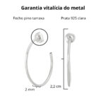 Brinco de prata 925 argola fio redondo liso com tarraxa 2,2 cm - Imagem 3