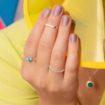 Anel De Prata 925 Bolinhas Ligadas Com Zircônias Azul Claro - Imagem 3