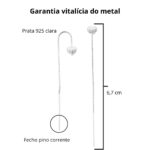 Brinco De Prata 925 Corrente Coração Liso 6,7cm - Imagem 4